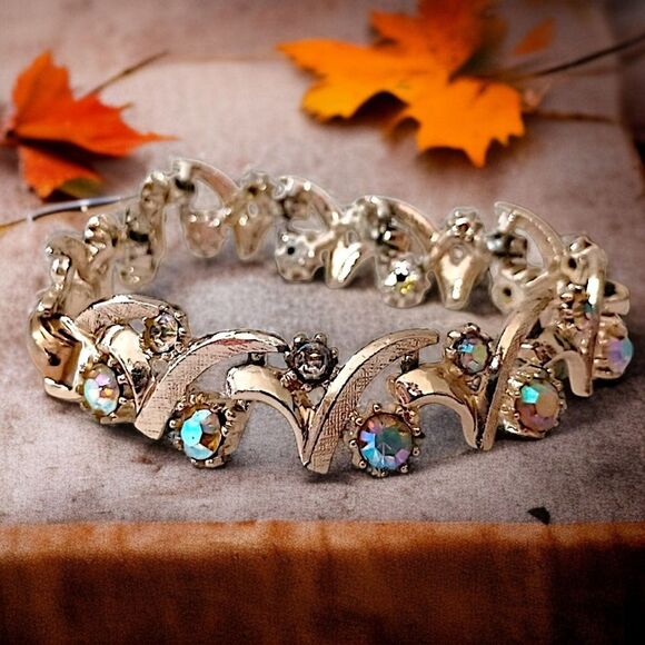 Vintage Aurora Borealis Rhinestone Bracelet Unsigned Arthur Pepper Mode Art MCM. - Picture 13 of 16